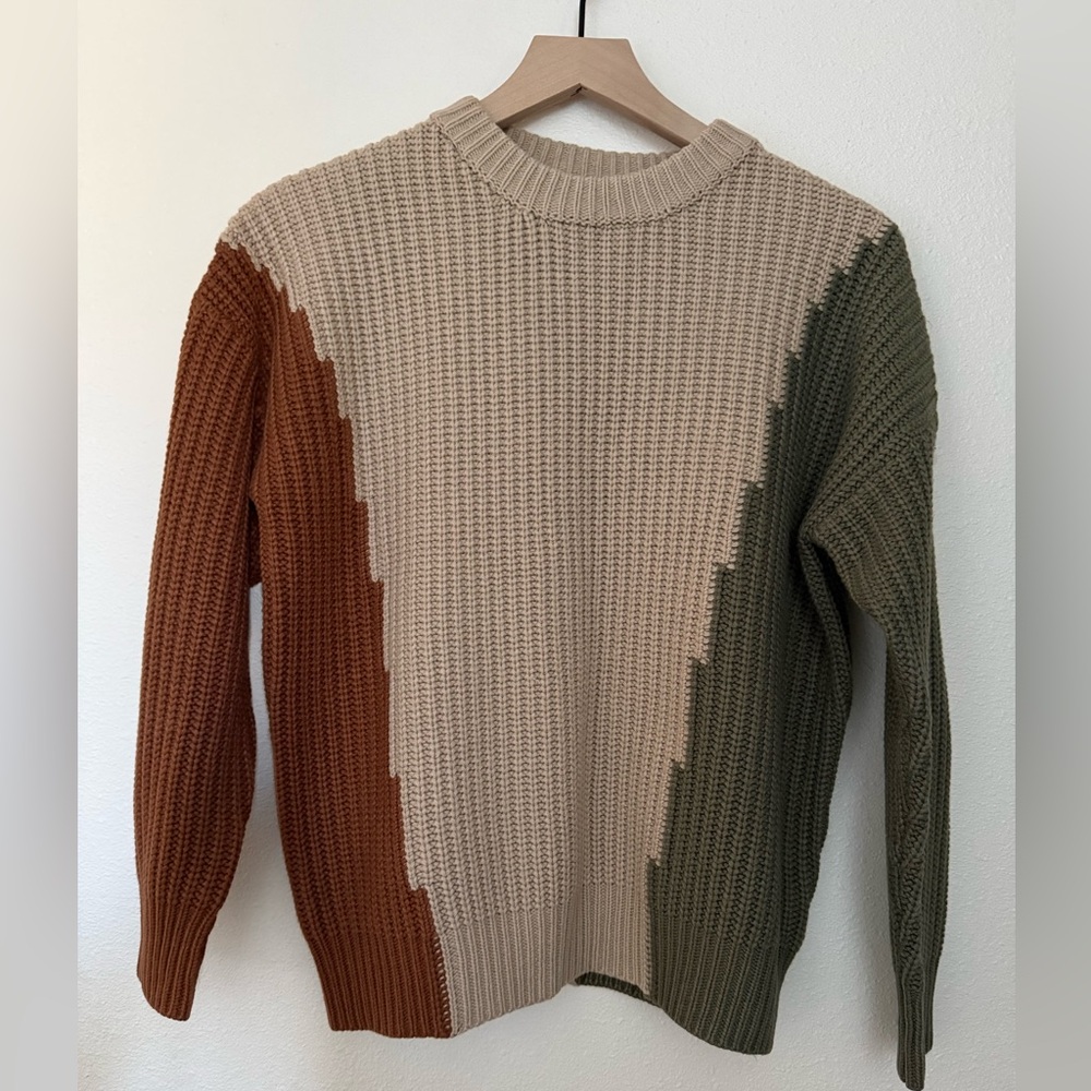 Elegant Colorblock Crew Neck Sweater